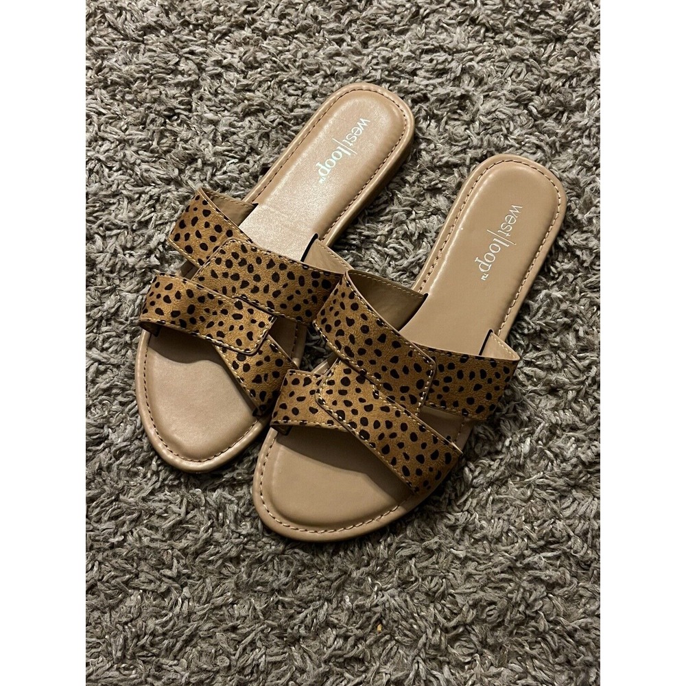 West Loop‎ Women's Animal Print Sandals Slip-on Size 7/8 Very Good Condition!